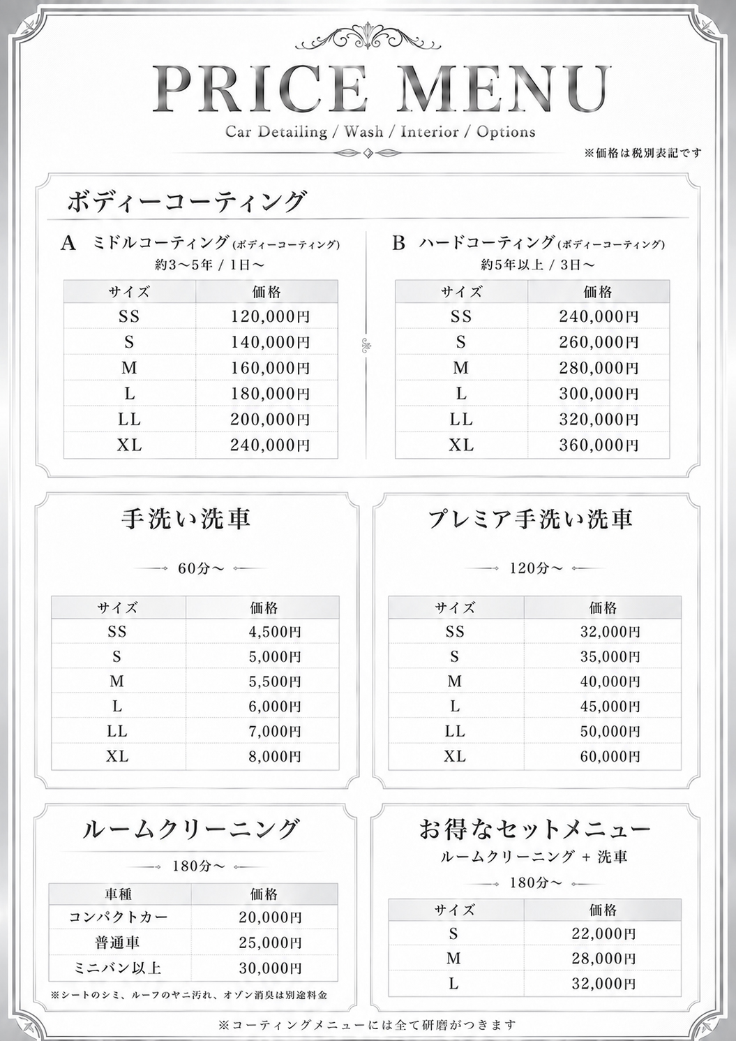 店舗名:Common Sense〈株式会社コモンセンス〉
所在地:名古屋市中川区島井町116 GaradⅡ-C区画
名古屋高速:千音寺IC 東名阪:名古屋西IC
名二環:大治南、千音寺南IC
業 種:洗車・ボディコーティング等〈出張可〉
電 話:090-9180-7865