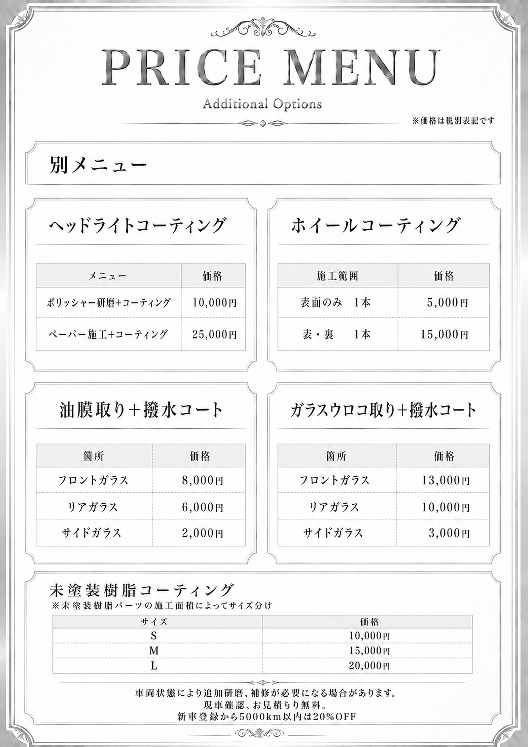店舗名:Common Sense〈株式会社コモンセンス〉
所在地:名古屋市中川区島井町116 GaradⅡ-C区画
名古屋高速:千音寺IC 東名阪:名古屋西IC
名二環:大治南、千音寺南IC
業 種:洗車・ボディコーティング等〈出張可〉
電 話:090-9180-7865